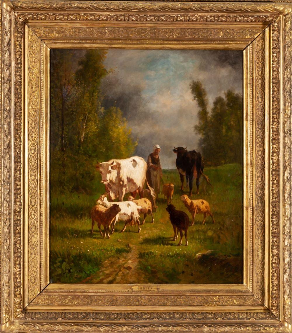Antonio (1826) Cortès comparable auction result: antonio cort s y cordero seville spain 1827 1908 cows in a landscape