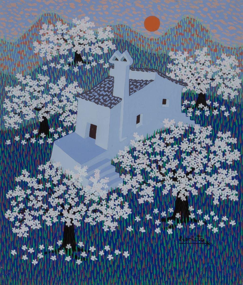 Evaristo Guerra comparable auction result: evaristo guerra velez malaga 1942 house with almond trees in blossom