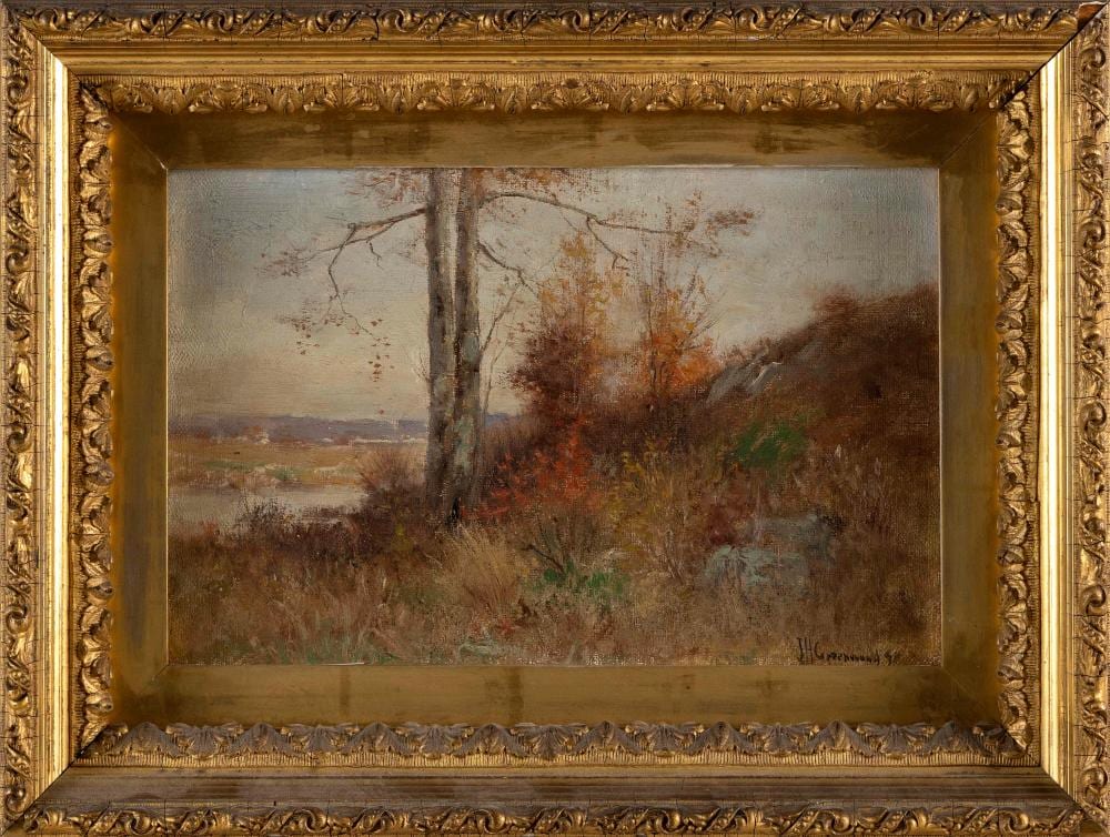 Joseph H. Greenwood comparable auction result: joseph h greenwood massachusetts 1857 1927 fall landscape oil on canvas 9 x 14 framed 15 x 20