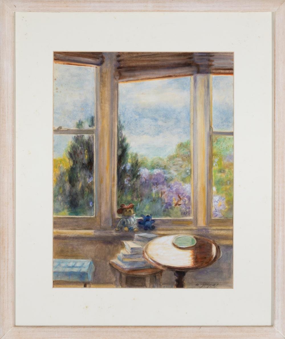 Ena Joyce comparable auction result: ena joyce through the window watercolour 43 x 33cm frame size 63 x 53cm