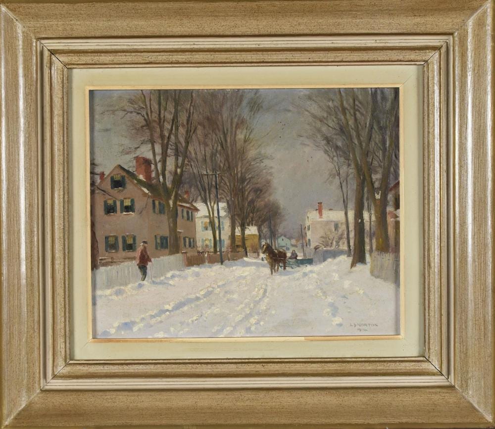 Louis Doyle Norton comparable auction result: louis doyle norton oil winter village scene