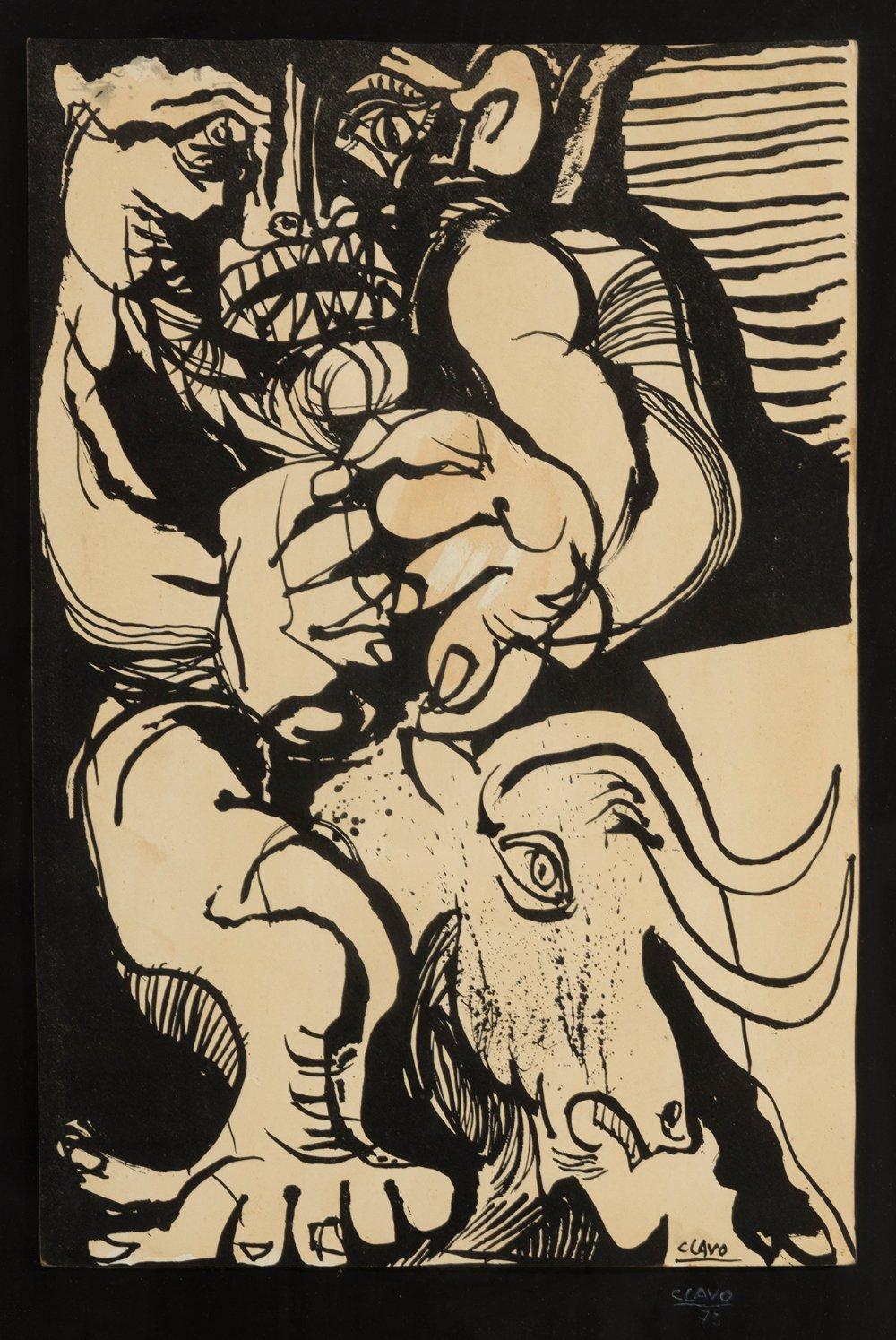 Javier Clavo comparable auction result: javier clavo madrid 1918 1994 untitled 1975 ink on paper signed and dated in the lower right area