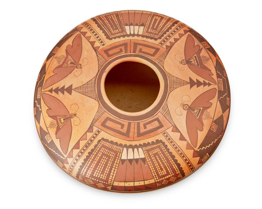 Priscilla Namingha Nampeyo comparable auction result: priscilla namingha nampeyo 1924 2008 hopi tewa a large yellowware polychrome pottery seed pot mid late 20th century
