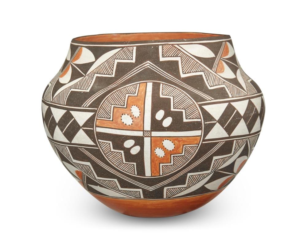 Juana Leno comparable auction result: juana leno 1917 2000 acoma pueblo a polychrome pottery olla mid late 20th century