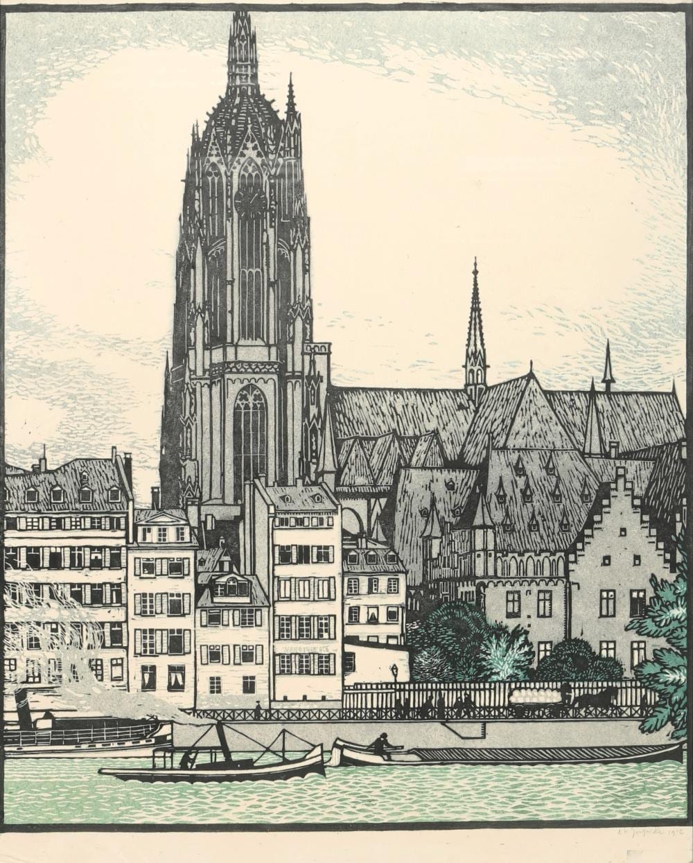 Ludwig Heinrich Jungnickel comparable auction result: ludwig heinrich jungnickel 1881 1965 frankfurt am main with old town and cathedral 1912