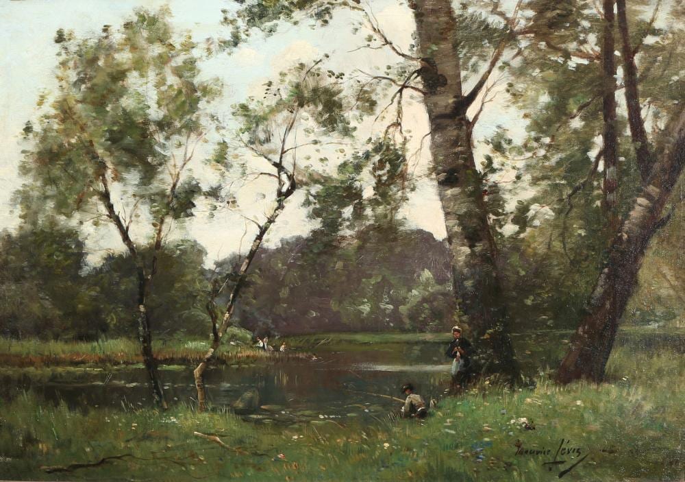Maurice Lévis comparable auction result: maurice l vis 1860 1940 river landscape near mortefontaine