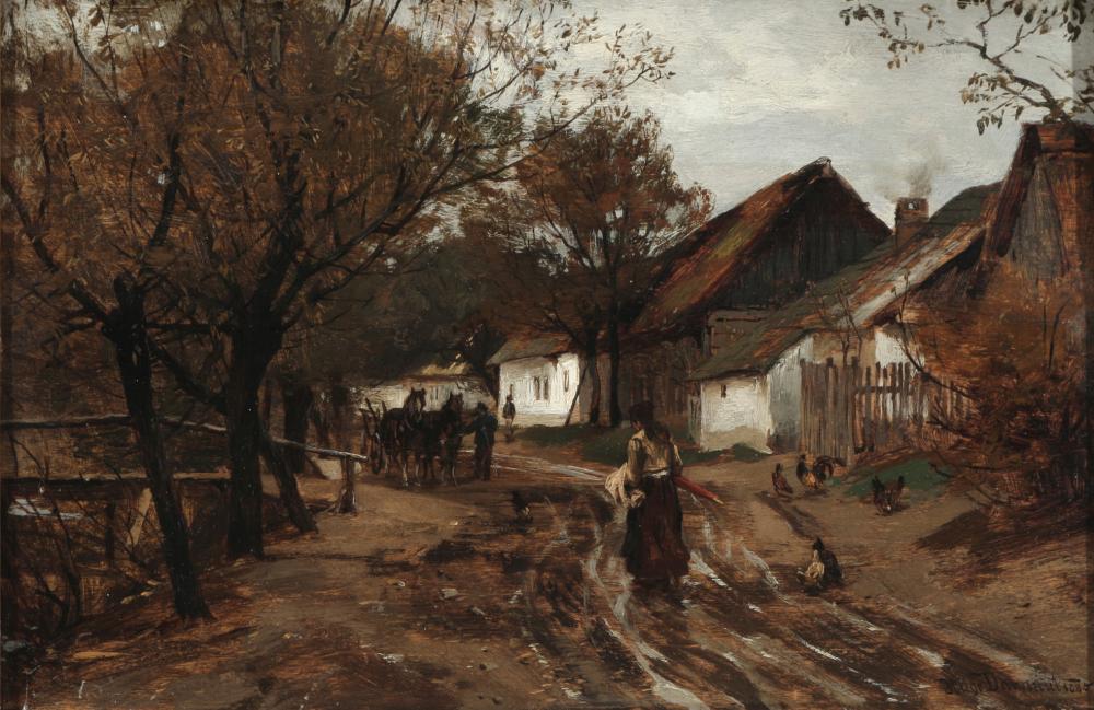 Hugo Darnaut comparable auction result: hugo darnaut 1851 1937 busy village street 1885