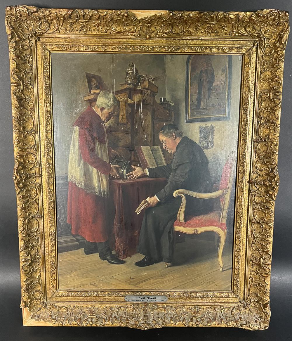 Ernst Nowak comparable auction result: ernst nowak oil on wood panel genre scene