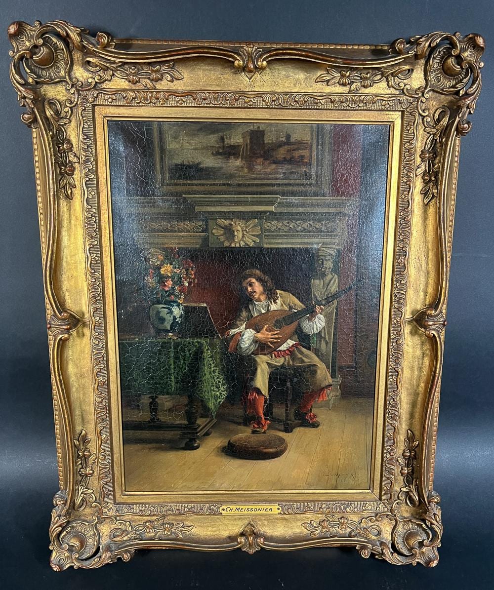 Charles Meissonier comparable auction result: jean charles meissonier oil on canvas lute player