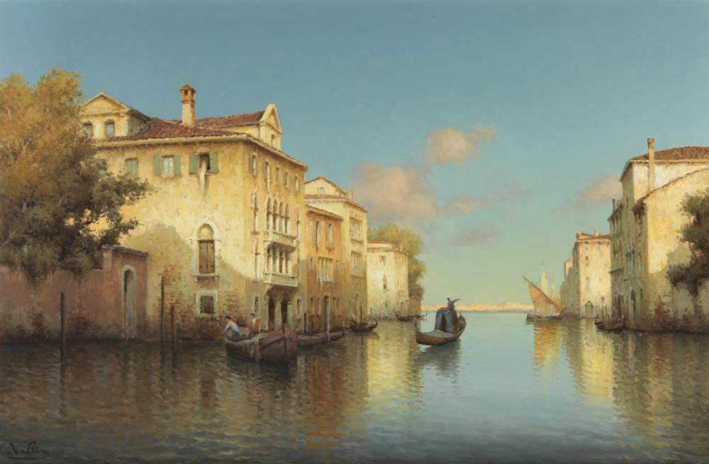 Hugo Golli comparable auction result: vallin hugo golli italian born 1921 gondola on a canal venice