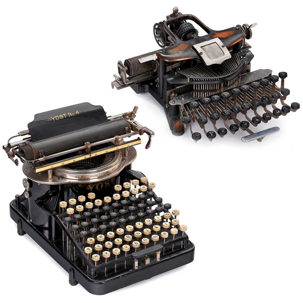 The Postal No. 1 and Yost No. 4 Typewriters sold by Auction Team Breker, lot 57 — auction record photograph