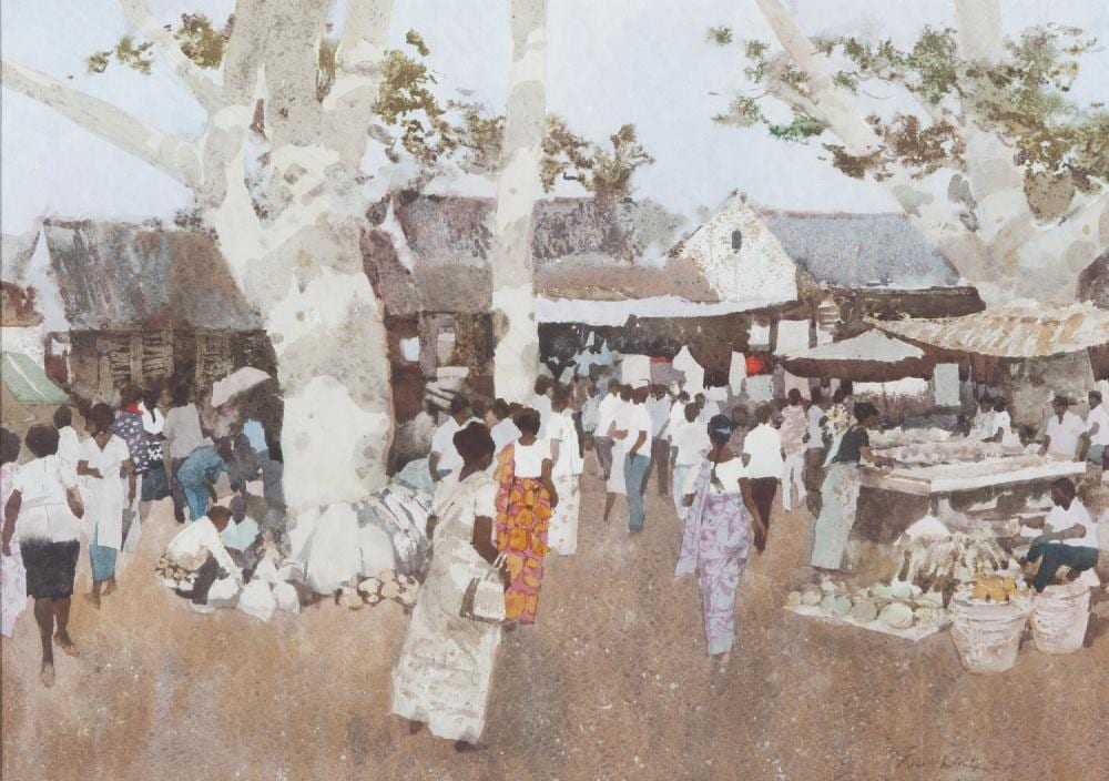 frank mcnamara suva markets watercolour · GFL Fine Art · 2024-03-10 Frank McNamara comparable auction result: frank mcnamara suva markets watercolour