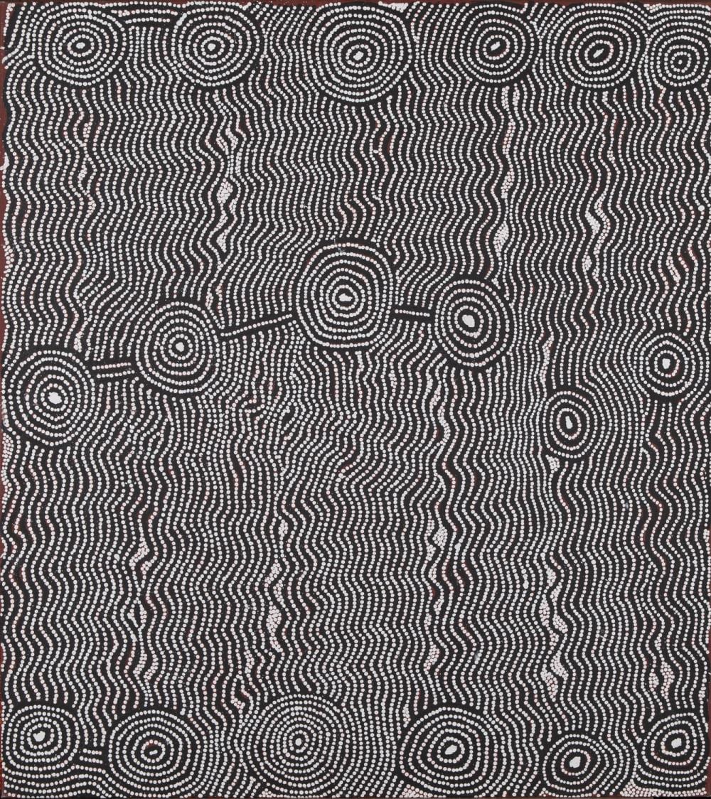 Tjapangati Charlie comparable auction result: charlie tjapangati tingari acrylic on belgian linen