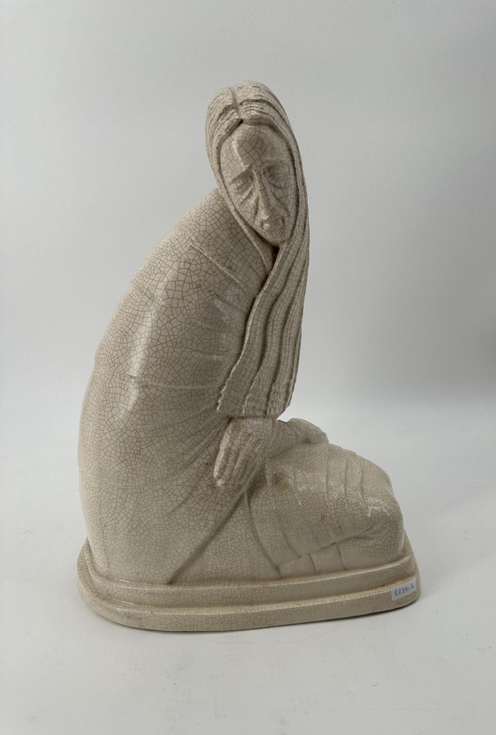 Oscar de Clerck comparable auction result: oscar de clerck 1892 1968 sujet f minin art d co la longue chevelure en fa ence craquel e blanche ht 47 cm