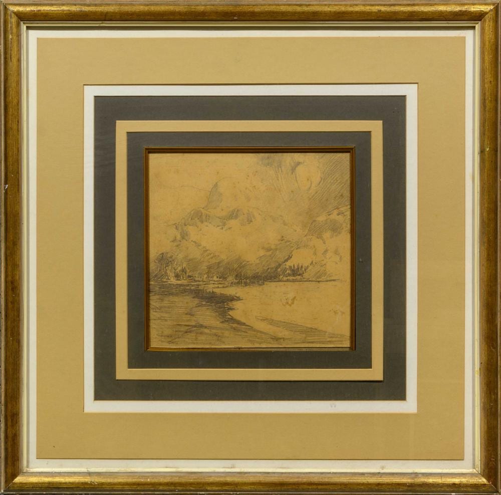 Robert Gwelo Goodman comparable auction result: robert gwelo goodman sa 1871 1939 pencil mountain landscape certified verso by executor cyril newton thompson in 1945 28 x 28
