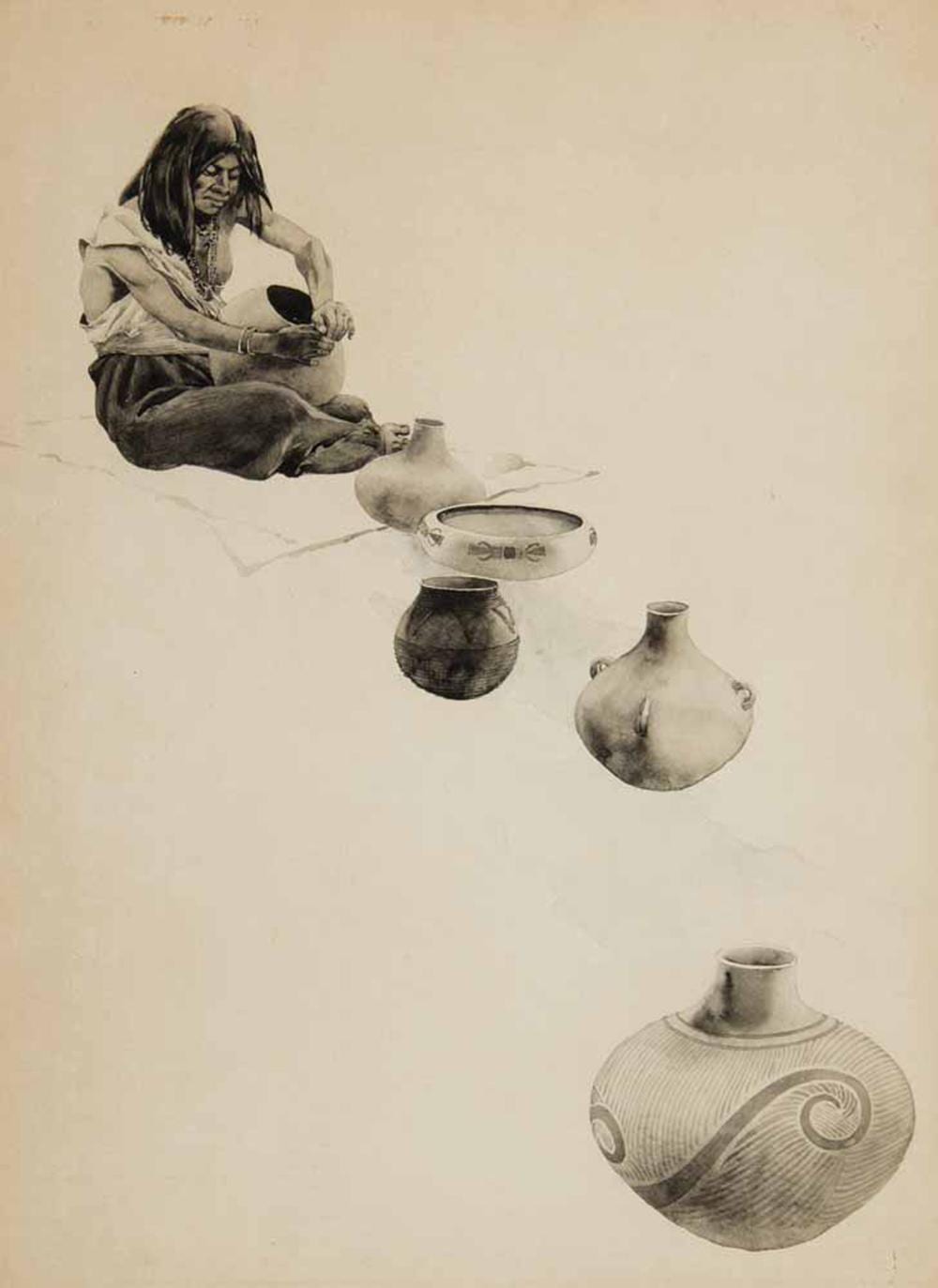 Fernand Harvey Lungren comparable auction result: fernand lungren a prehistoric potter