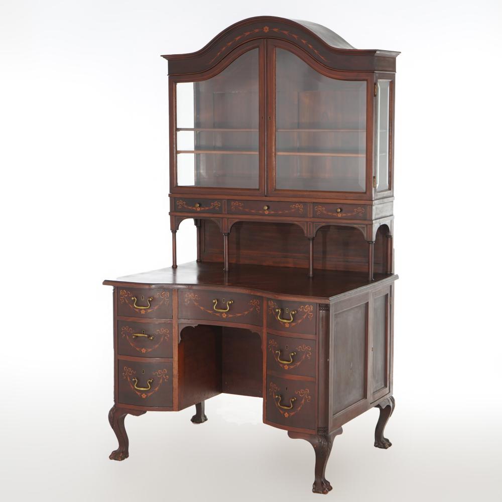 Horner School Inlaid & Carved Mahogany Secretary Desk Circa 1890 sold by Winfield Auction Gallery, lot 4273 — auction record photograph
