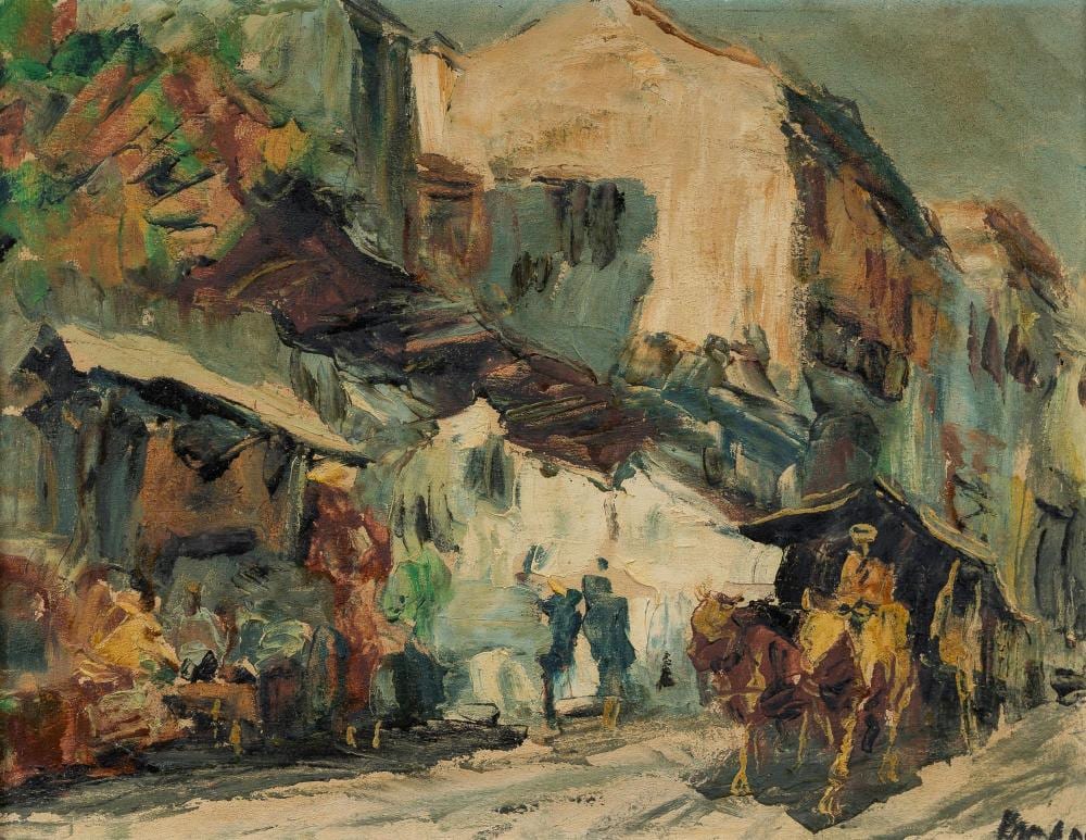 sujatno koempoel indonesian 1912 1987 street scene oil on canvas 29x38 5cm · Davidson Auctions · 2024-03-10 Sujano Koempoel comparable auction result: sujatno koempoel indonesian 1912 1987 street scene oil on canvas 29x38 5cm