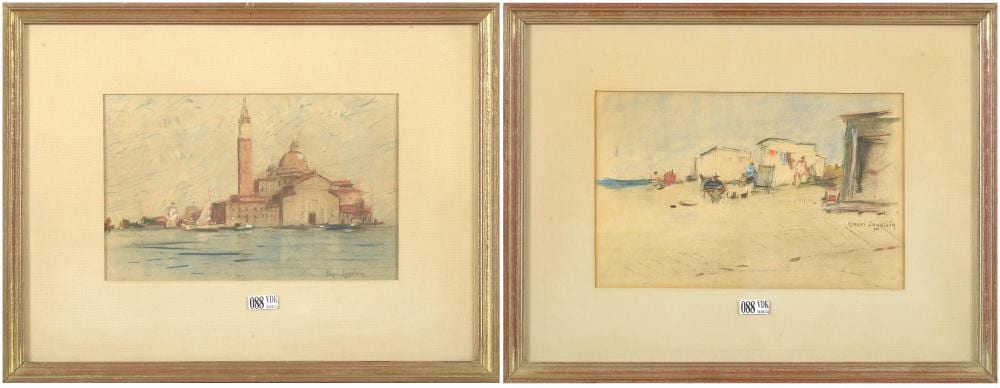 paire de pastels sur papier vue de venise et s · Vanderkindere · 2024-03-19 Henri Logelain comparable auction result: paire de pastels sur papier vue de venise et s