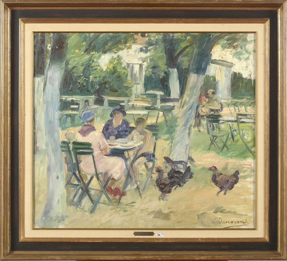 Alexandre Denonne comparable auction result: huile sur toile en terrasse sign en bas droi