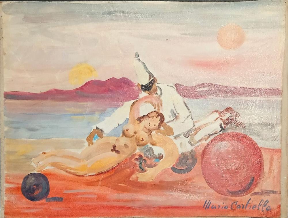 Mario Cortiello comparable auction result: mario cortiello 1907 1982 senza titolo olio su tela applicata su cartone cm 30x40 opera firmata in basso a destra mario cortiello al retro
