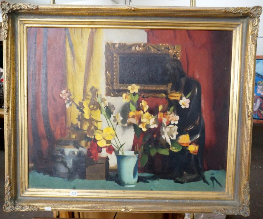 Percy Leason comparable auction result: percy leason oil on canvas still life 65 x 60 cm