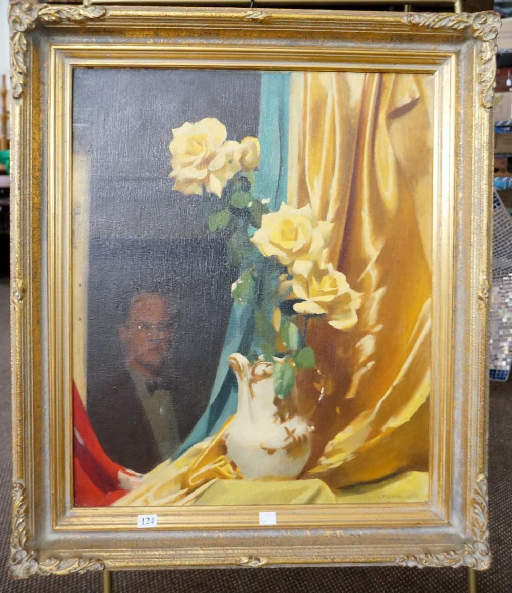 Percy Leason comparable auction result: percy leason oil on canvas signed dated 1957 still life with artist 49 x 61 cm