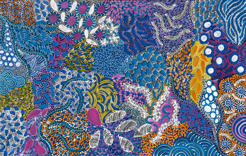 Karen Bird Ngale comparable auction result: karen bird ngale 1984 awelye acrylic on canvas 150 x 95 x 3 cm ready to hang signed verso certificate of authenticity includ