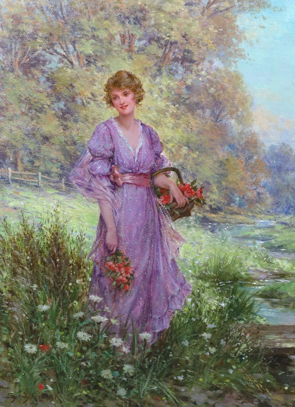 Sydney Percy Kendrick comparable auction result: sydney percy kendrick 1874 1955 gathering harebells oil on canvas 60 x 45cm