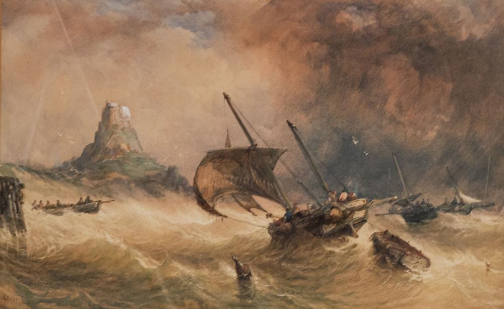 Alfred Herbert comparable auction result: alfred herbert 1818 1861 ships in a storm off the coast at lindisfarne castle