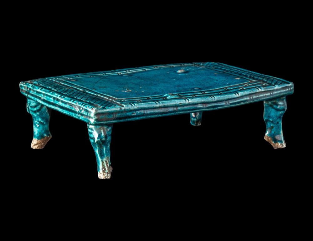 A Chinese Turquoise Glazed Porcelain Bed-Form Tray sold by Hindman, lot 24 — auction record photograph