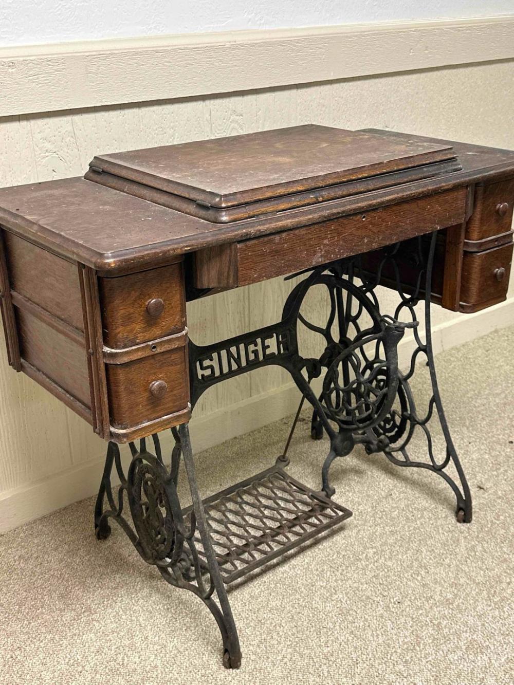 Antique Singer Sewing Machine Cabinet, No Sewing Machine sold by Aether Auctions, lot 195 — auction record photograph