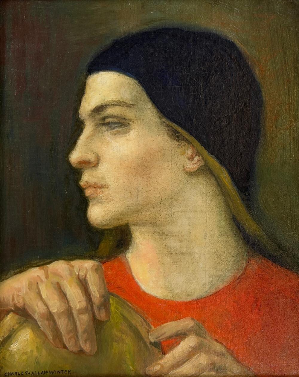 Charles Allan Winter comparable auction result: charles allan winter 1869 1942 male portrait oil on canvas board 10 x 8 12 x 10 framed