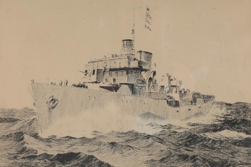 Harold Cazneaux comparable auction result: harold 1898 beament lithograph of a ship