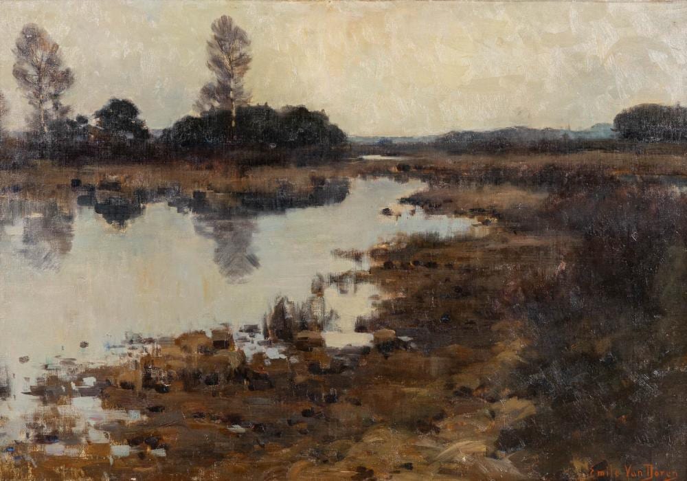 Emile van Doren comparable auction result: emile van doren 1865 1949 vue du pont oil on canvas w 100 x h 70 cm