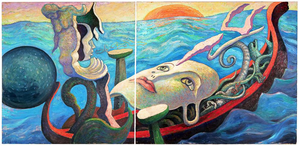Robert Jessup comparable auction result: robert jessup american b 1952 diptych