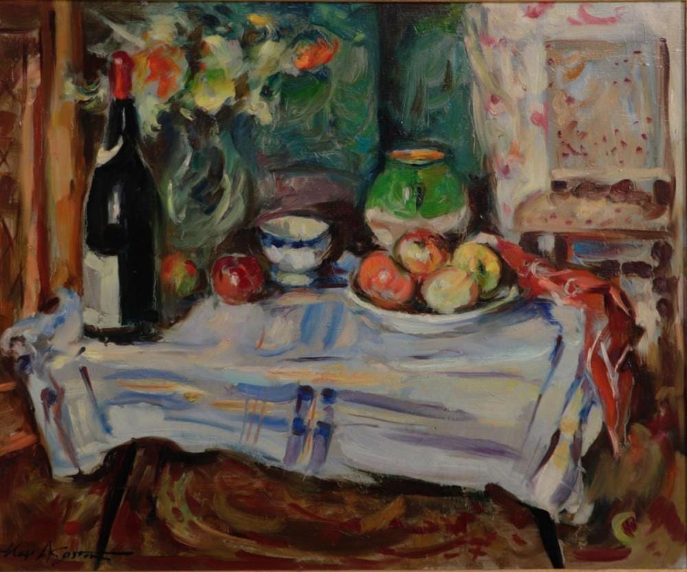 Max Agostini comparable auction result: max agostini paris 1914 1997 still life with fruit and wine bottle signed bottom left oil on canvas