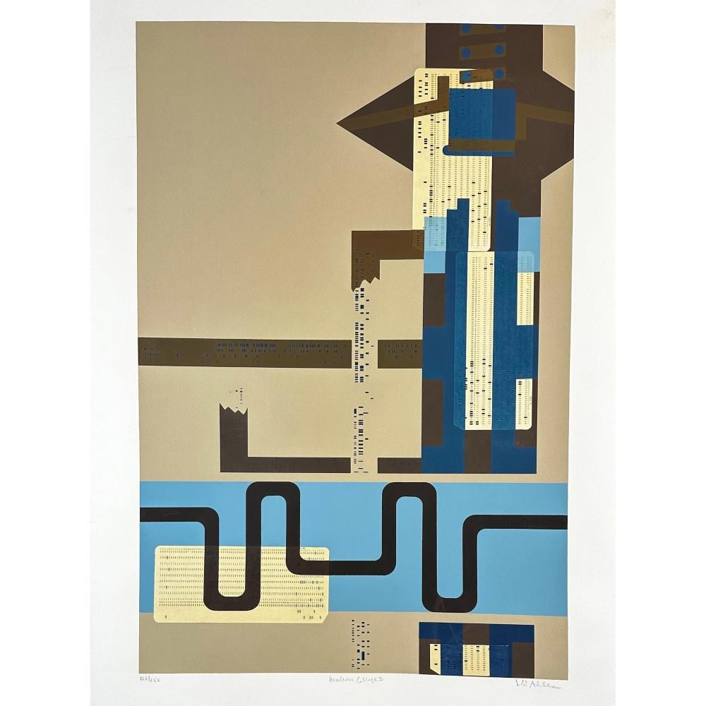 Lee Adler comparable auction result: lee adler 1934 screenprint with hand collage paper with holes modern collage 1 signed