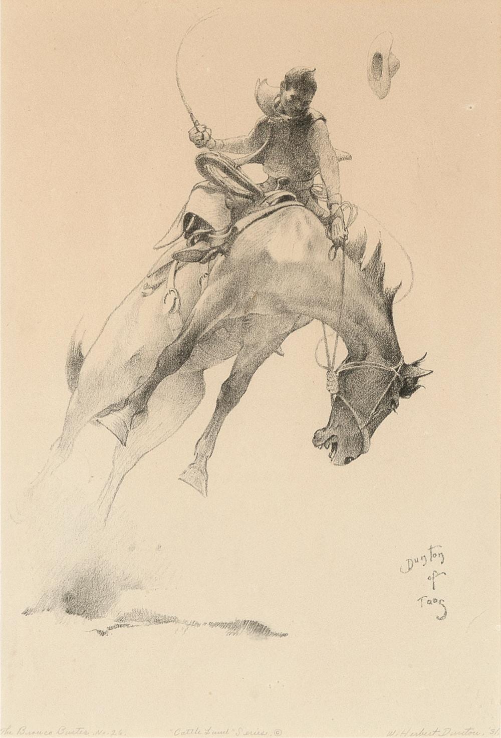 William Herbert Dunton comparable auction result: william herbert dunton the bronco buster 1931