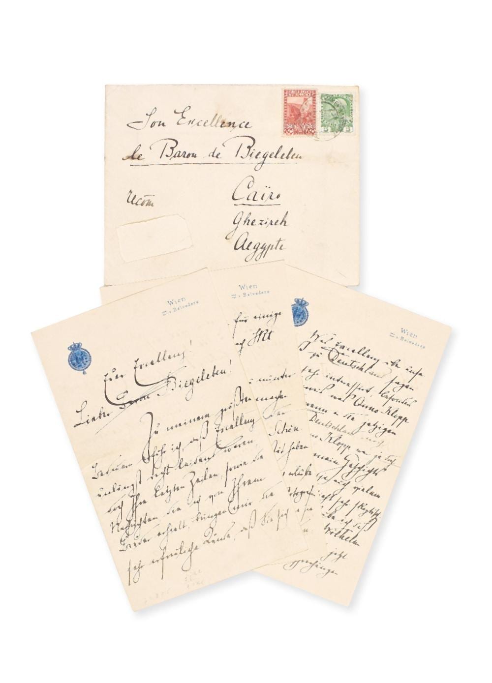 Ferdinand Voet comparable auction result: ferdinand franz archduke of austria autograph letter signed franz to rudiger baron biegeleben in cairo vienna 6 january 1909