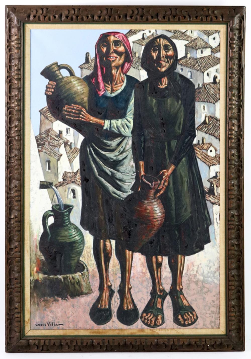 jesus villar the villagers oil on canvas · Kaminski Auctions · 2024-03-17 Jesus Villar comparable auction result: jesus villar the villagers oil on canvas