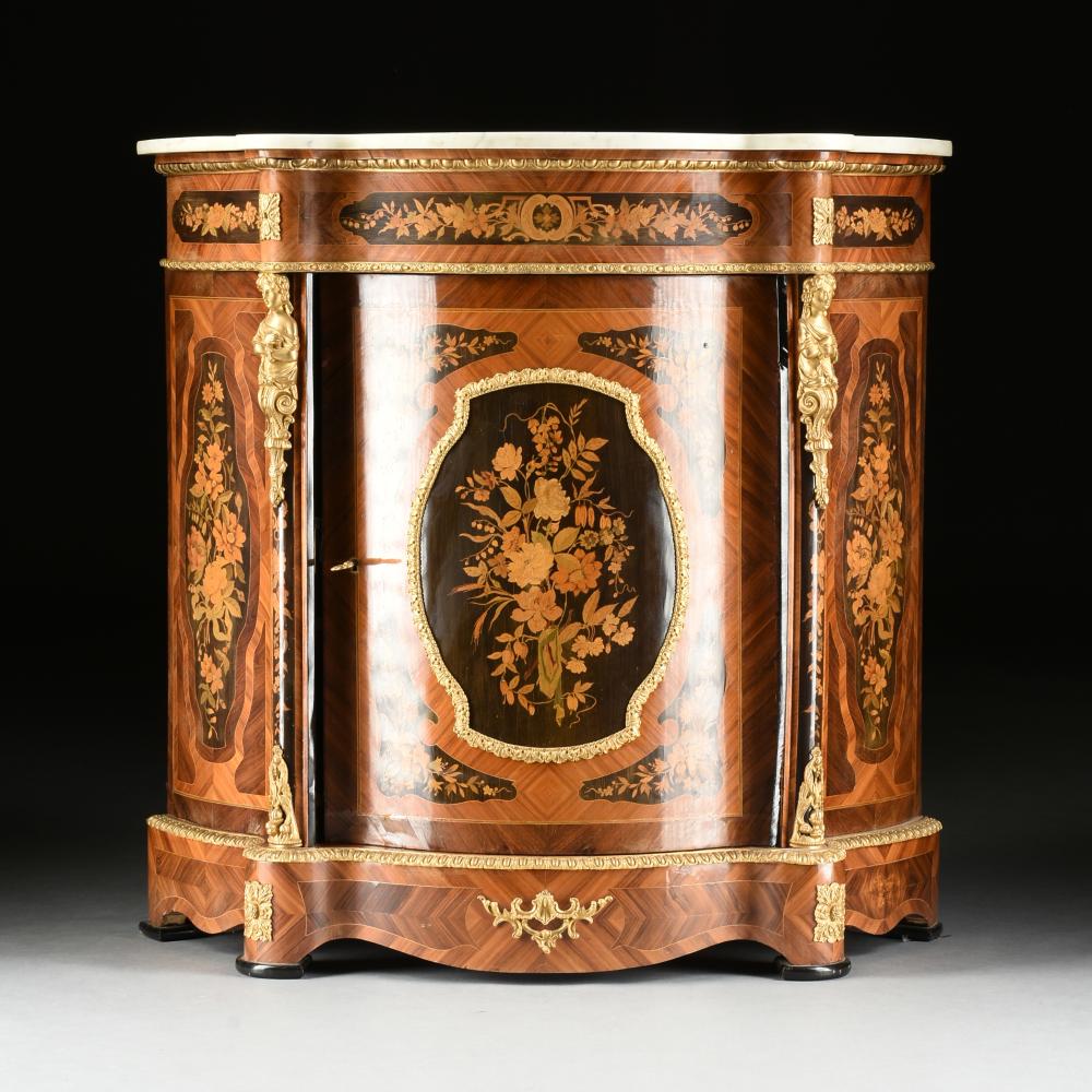 Auction comp thumbnail for A LOUIS XV STYLE ORMOLU MOUNTED MARQUETRY INLAID EXOTIC WOODS MARBLE TOP MEUBLE À HAUTEUR D'APPUI CABINET, FRENCH, 1860s-1900s (Simpson Galleries, LLC, Lot 252)