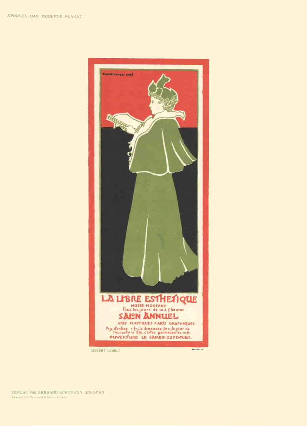 Ghisbert Combaz comparable auction result: gisbert combaz la libre esthetique 1897 lithograph 11 5 x 8 25