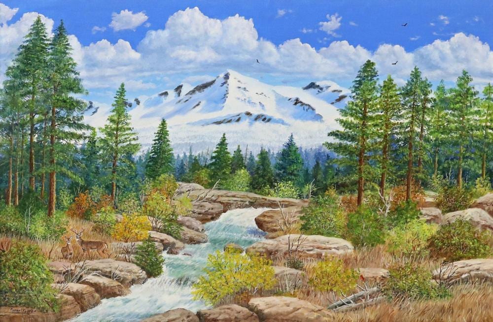 Manuel Garza comparable auction result: manuel garza b 1940 the rockies 24 x 36