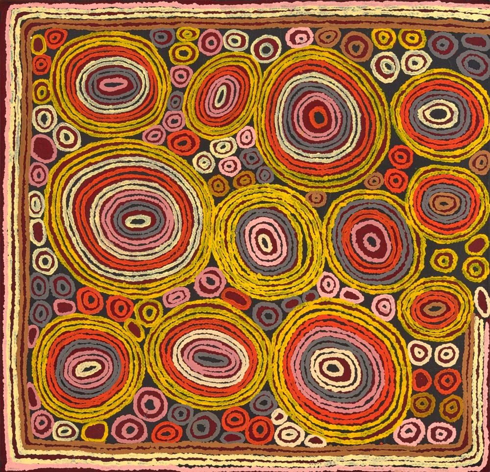 Pantjiya Nungurrayi comparable auction result: pantjiya nungurrayi 1936 untitled acrylic on linen 89 x 92 x 3 cm ready to hang