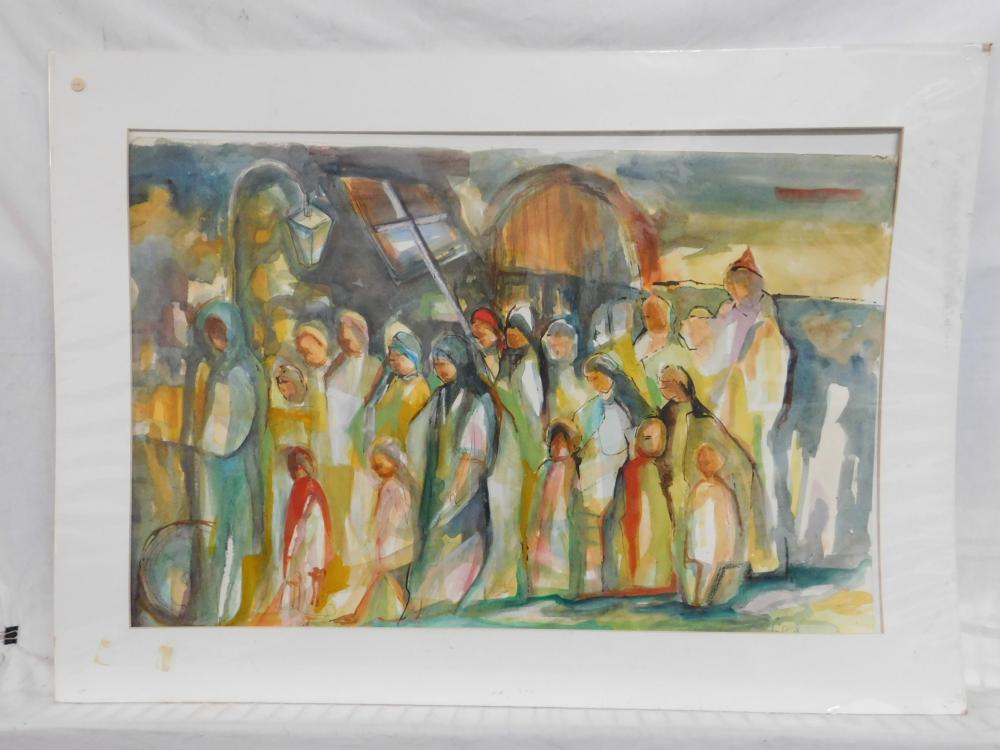 Ethel Lunenfeld comparable auction result: ethel lunenfeld procession water color