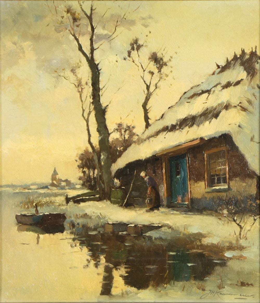 Johan Hendrik Kaemmerer comparable auction result: johan hendrik kaemmerer 1894 1979 boerderij aan het water in besneeuwd landschap