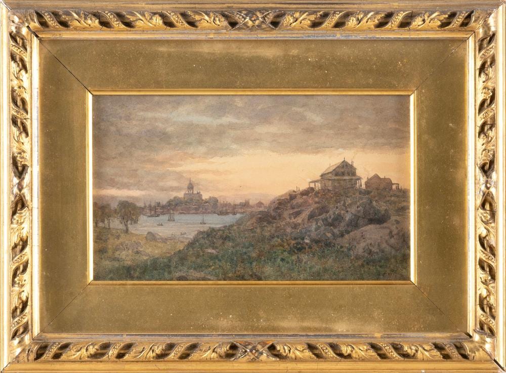 James Craig Nicoll comparable auction result: james craig nicoll new york california connecticut 1846 1918 twilight marblehead mass oil on board 5 5 x 9 framed 9 5 x 13
