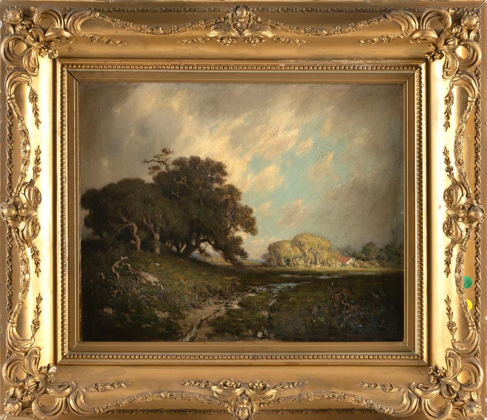 charles chapel judson california michigan 1864 1946 landscape with a house nestled in the trees oil on canvas 16 x 20 framed 25 5 x 29 5 · Eldred's · 2024-04-05 Charles Chapel Judson comparable auction result: charles chapel judson california michigan 1864 1946 landscape with a house nestled in the trees oil on canvas 16 x 20 framed 25 5 x 29 5