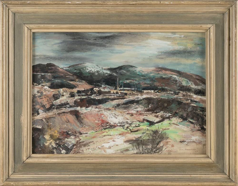 Carl Frederick Gaertner comparable auction result: carl frederick gaertner ohio 1898 1952 mining country gouache on board 12 x 16 5 sight framed under glass 17 5 x 22 5